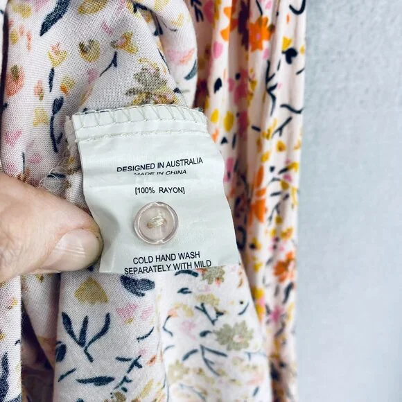 Petal Pup Cottagecore Dress Womens M Multicolor Micro Floral Tired Ruffle Maxi - Picture 8 of 16